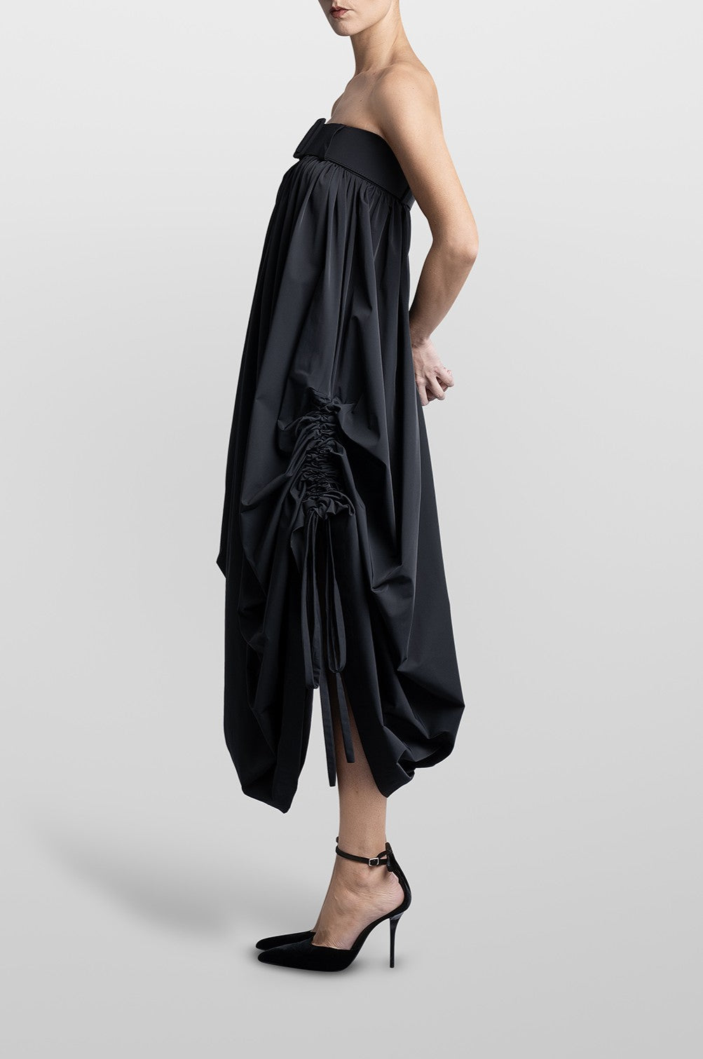 VESTIDO BALLOON LARGO CON CINTURON