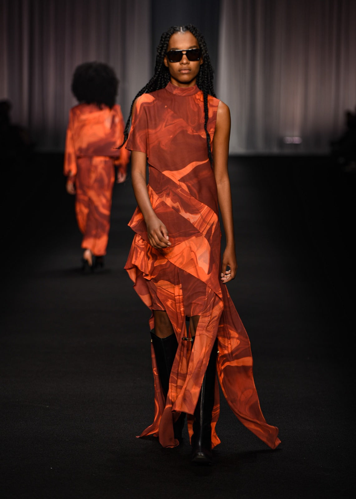 VESTIDO DE VOLANTES ESTAMPADO